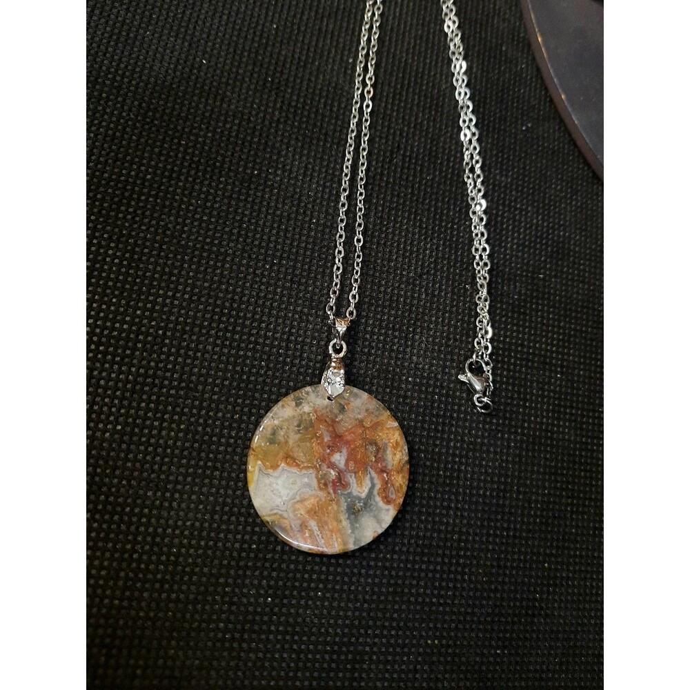 Warring States Agate Slice Pendant Necklace